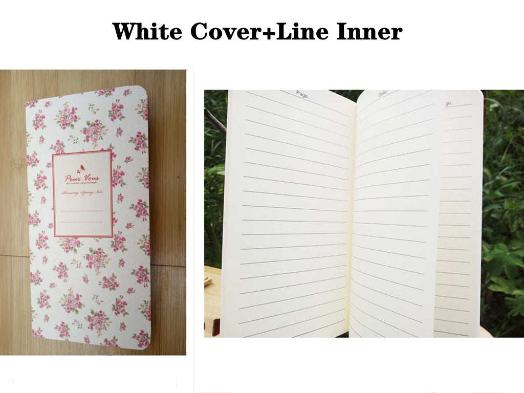 9x13.7cm Small Flower Cover Notebook Portable 24 Sheets Blank Lined Paper Journal Diary Sketchbook for School Office Stationery