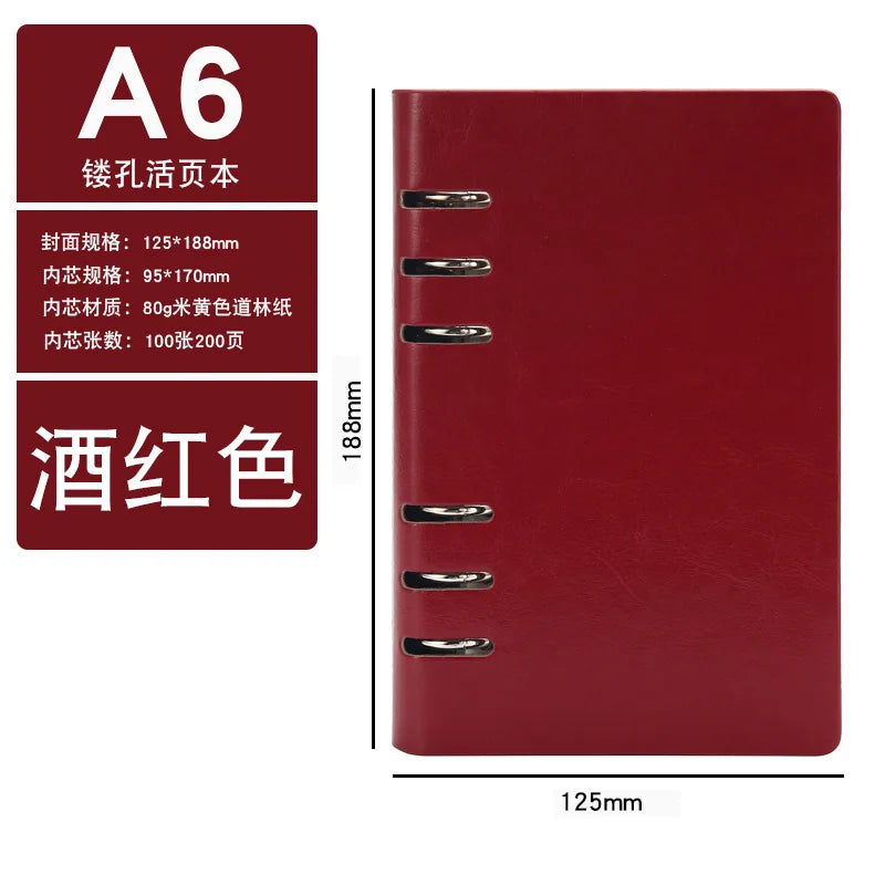 4 Color A5 A6 PU Leather DIY Binder Notebook Cover Diary Agenda Planner Paper Cover School Stationer