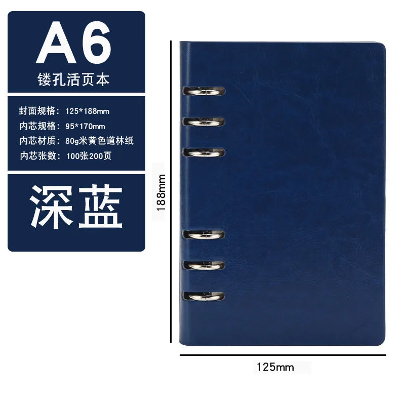 4 Color A5 A6 PU Leather DIY Binder Notebook Cover Diary Agenda Planner Paper Cover School Stationer