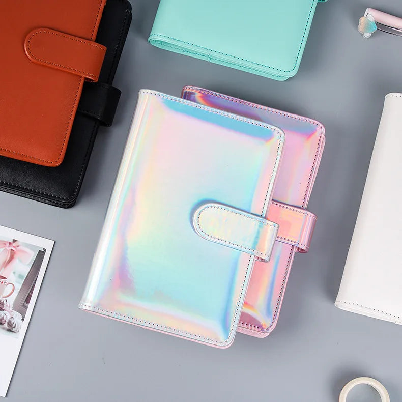 2025 Diary Laser Gitter A5/A6 PU Loose-Leaf Cover Binder Dairy Notebooks Hard Cover Refill Journal Travelers Leather Cover