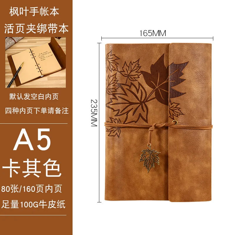 A7/A6/A5 Travelers Vintage Notebook PU Leather Blank Kraft Diary Note Book Journal Sketchbook Stationery School Office Supplies