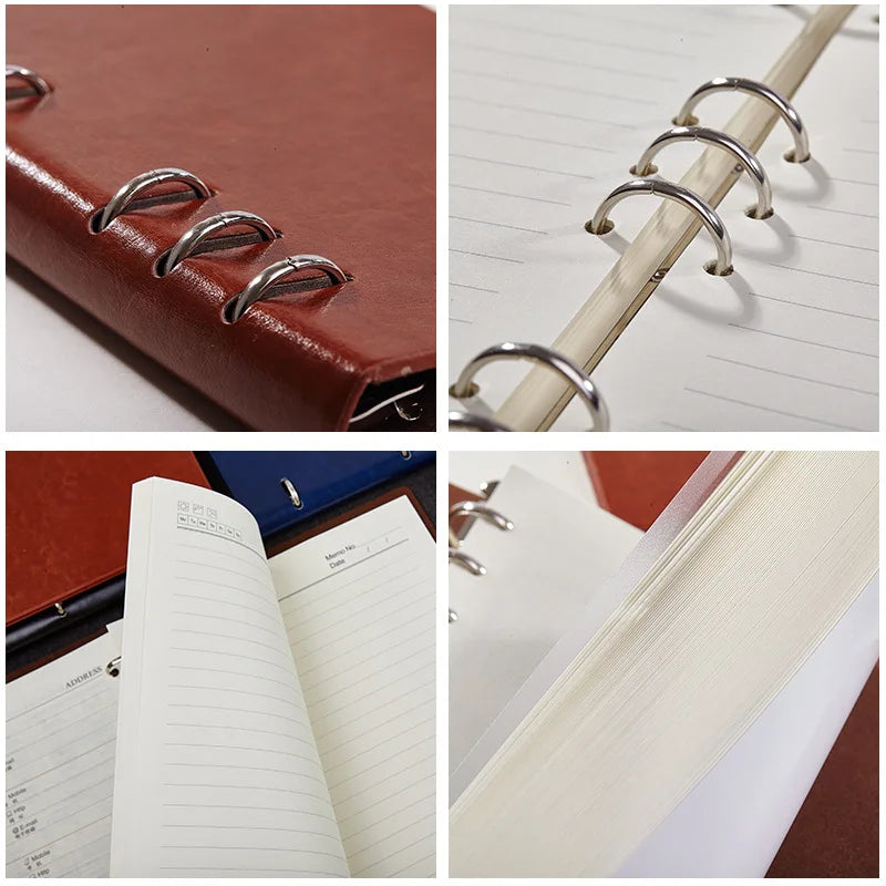4 Color A5 A6 PU Leather DIY Binder Notebook Cover Diary Agenda Planner Paper Cover School Stationer