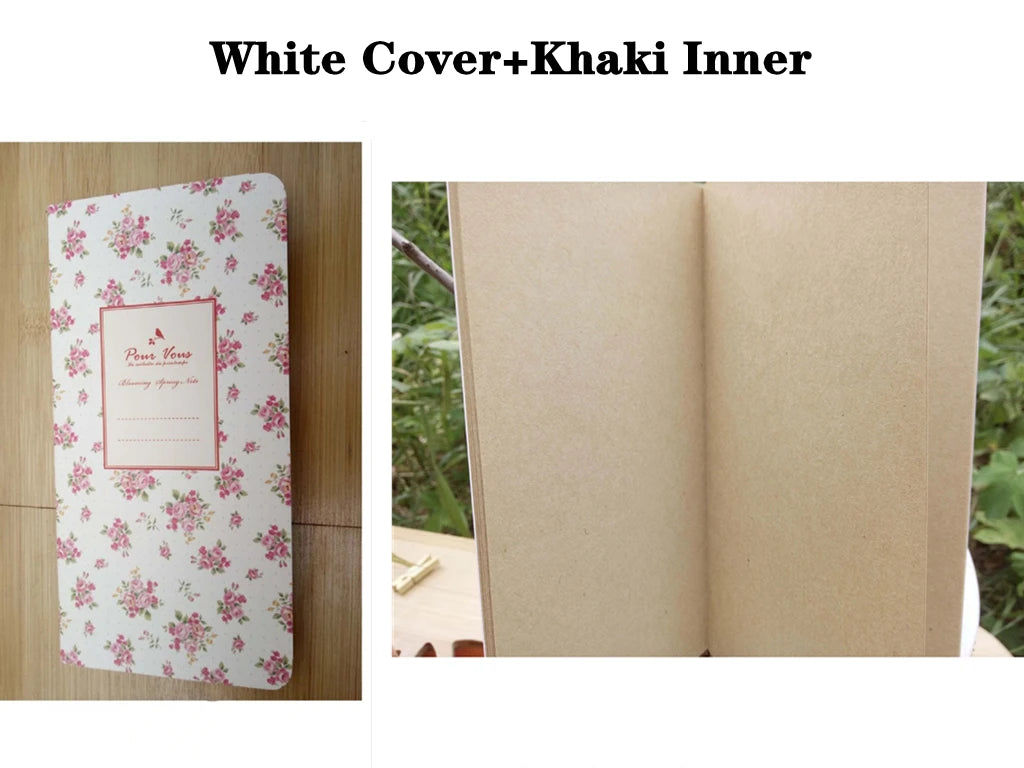 9x13.7cm Small Flower Cover Notebook Portable 24 Sheets Blank Lined Paper Journal Diary Sketchbook for School Office Stationery