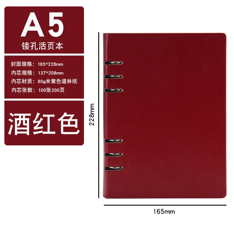 4 Color A5 A6 PU Leather DIY Binder Notebook Cover Diary Agenda Planner Paper Cover School Stationer