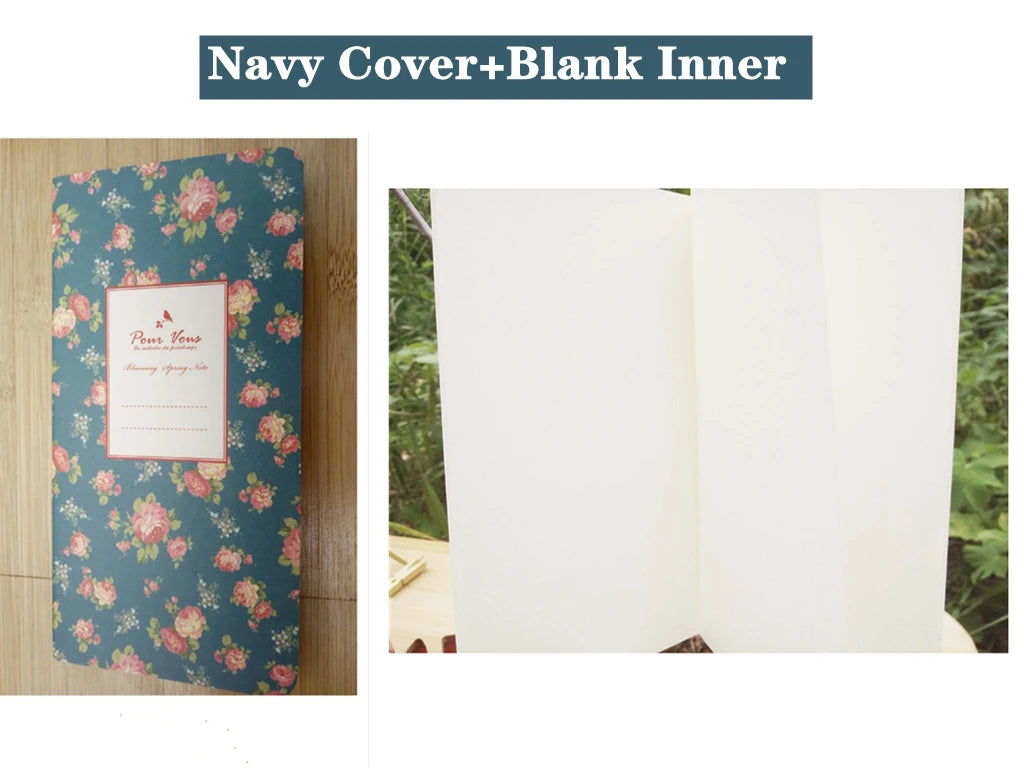 9x13.7cm Small Flower Cover Notebook Portable 24 Sheets Blank Lined Paper Journal Diary Sketchbook for School Office Stationery