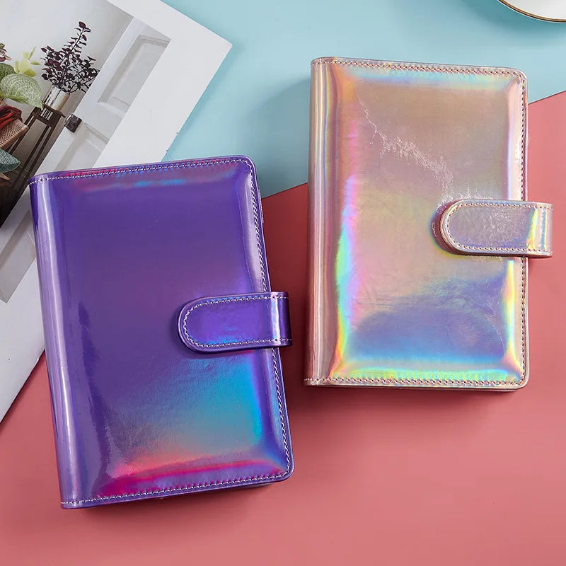 2025New A5 A6 Macaroon Laser Color DIY Binder Notebook Cover Diary Agenda Planner Paper Cover School Stationery