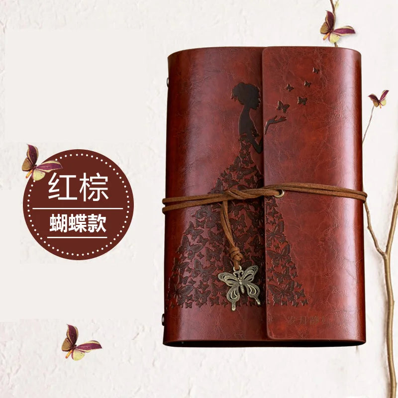 Travelers Butterfly Notebook Diary Notepad Vintage Literature PU A6 Leather Note Book Stationery Gift Traveler Journal Planners