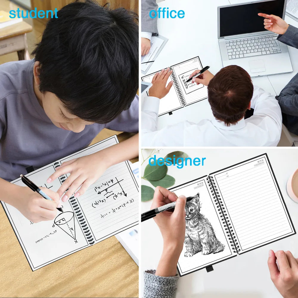 A4 Dot Grid Smart Reusable Erasable SpiralNotebook Paper Notepad Diary Journal Office School Travelers Drawing Gift