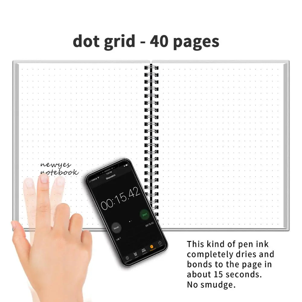 A4 Dot Grid Smart Reusable Erasable SpiralNotebook Paper Notepad Diary Journal Office School Travelers Drawing Gift