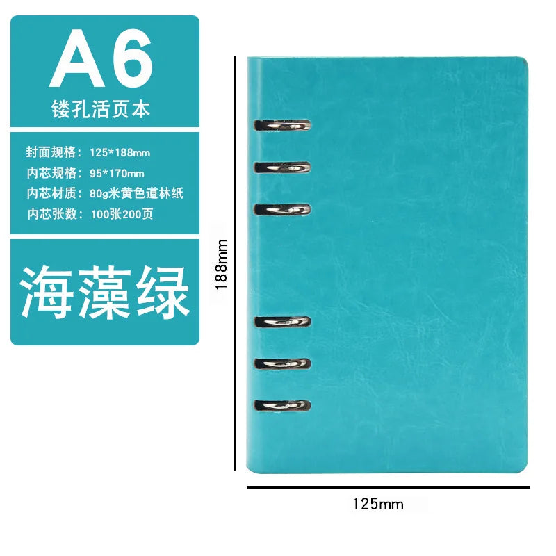 4 Color A5 A6 PU Leather DIY Binder Notebook Cover Diary Agenda Planner Paper Cover School Stationer