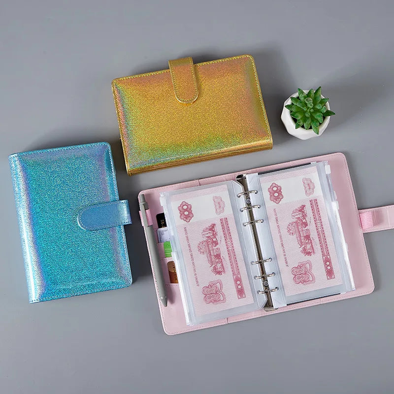 2025New A5 A6 Macaroon Laser Color DIY Binder Notebook Cover Diary Agenda Planner Paper Cover School Stationery