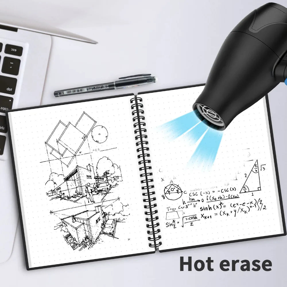 A4 Dot Grid Smart Reusable Erasable SpiralNotebook Paper Notepad Diary Journal Office School Travelers Drawing Gift