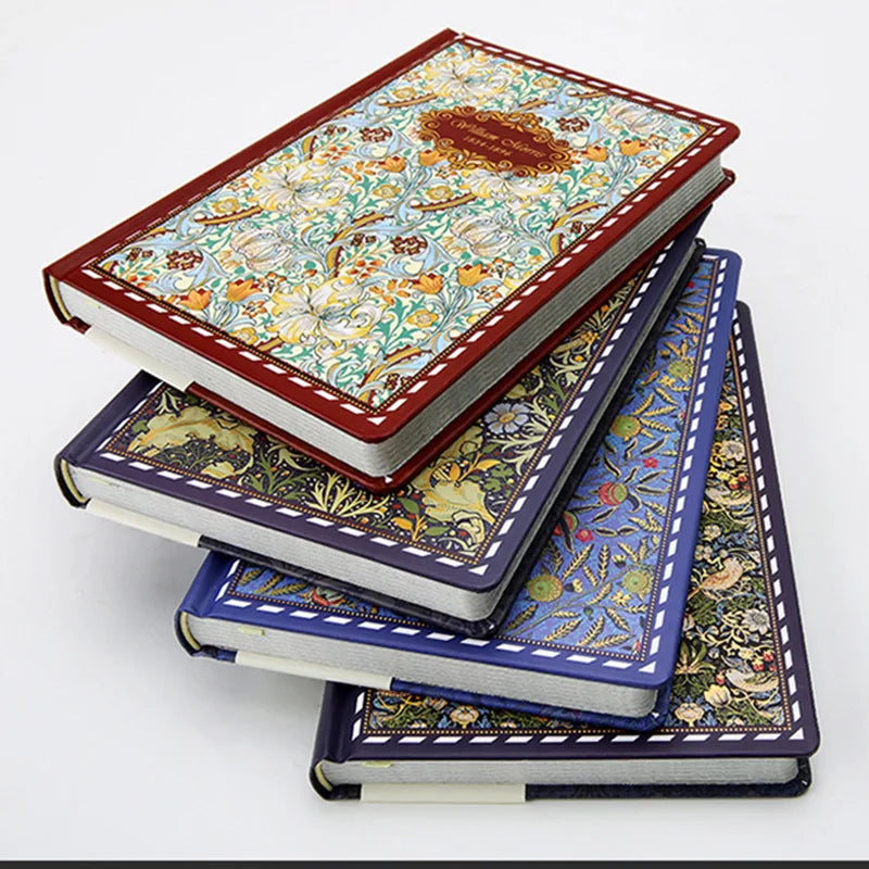 British William Morris painting color illustration page retro hardcover notebook plant flower art cover student notepad diary