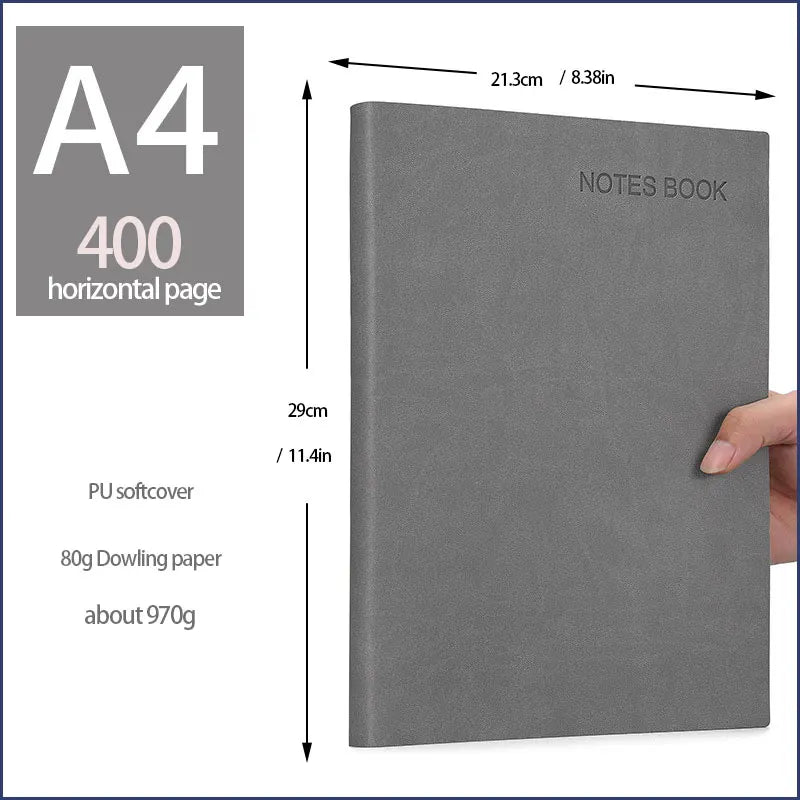 A4 Super Thick 400 Pages Business Notebook Creative Waterproof Leather Office student Diary Notepad Stationery