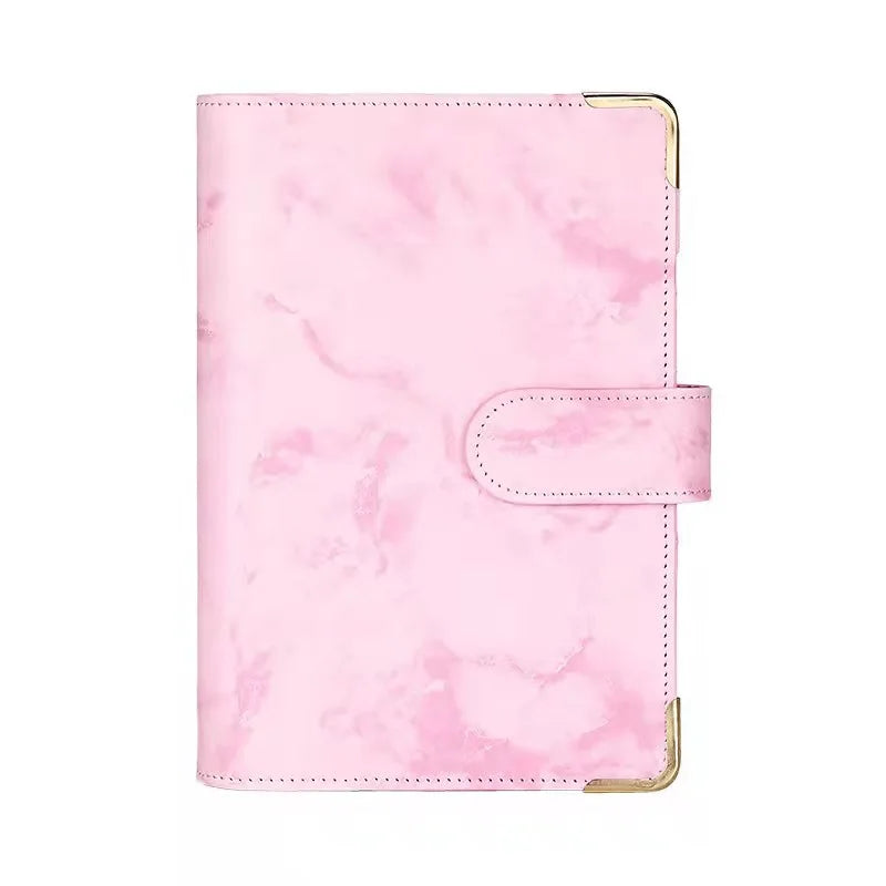 A5 A6 Marble Pink PU Binder Notebook DIY Binder Notebook Cover Diary Agenda Planner Paper Cover School Stationery