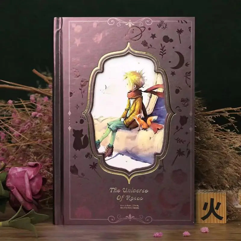 (Prince and Rose Series) Hardcover Notebook Cute Illustrations 128 Sheets Full Color Pages B6 Diary Student Notepad