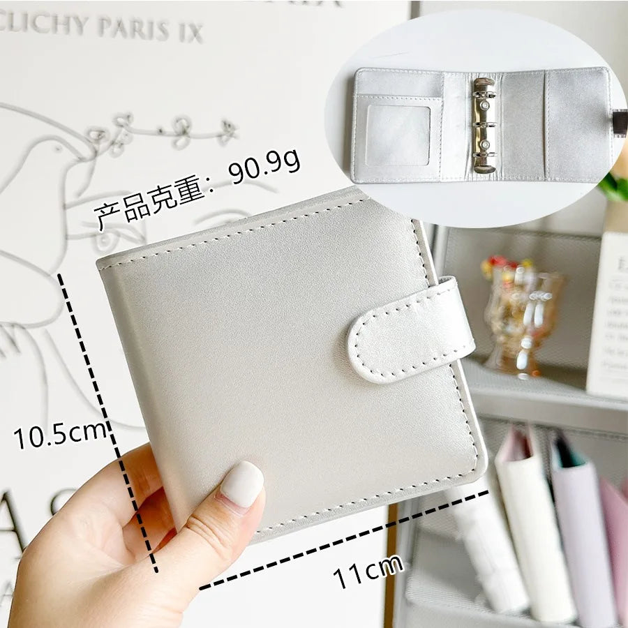 A5 A8 Instagram Silver PU Magnetic Buckle Loose Leaf PU DIY Binder Notebook Cover Diary Agenda Planning Paper Cover