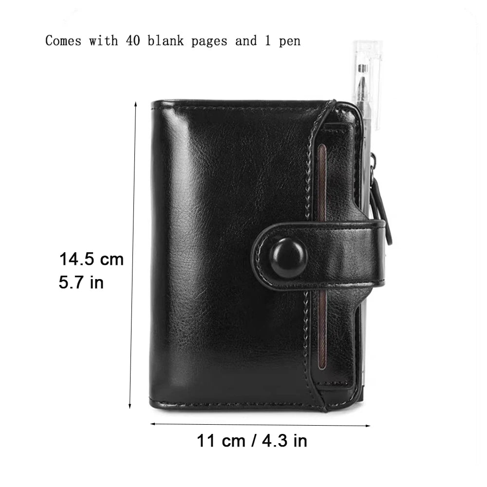 Mini A7 Notebook Binder Multifunction Wallet Card Holder Portable Soft Leather Small Notepad,with 40 inner pages