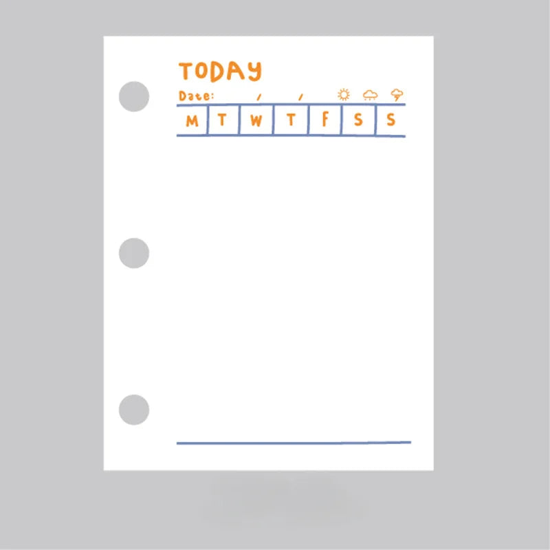 A8 3Holes Loose Leaf Notebook Refill Spiral Binder Inner Page Weekly Monthly To Do Inside Paper Stationery