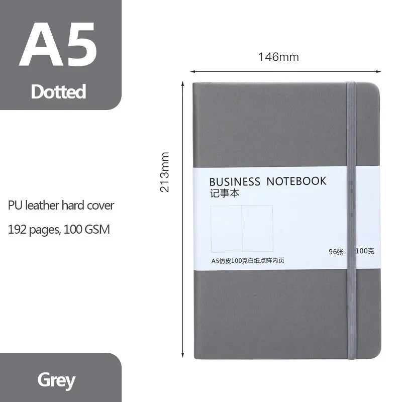 A5 Notebook 96 Sheets of Point Drawing Paper Fabric Hard Cover Student Study Plan Book Schedule School Office Stationery