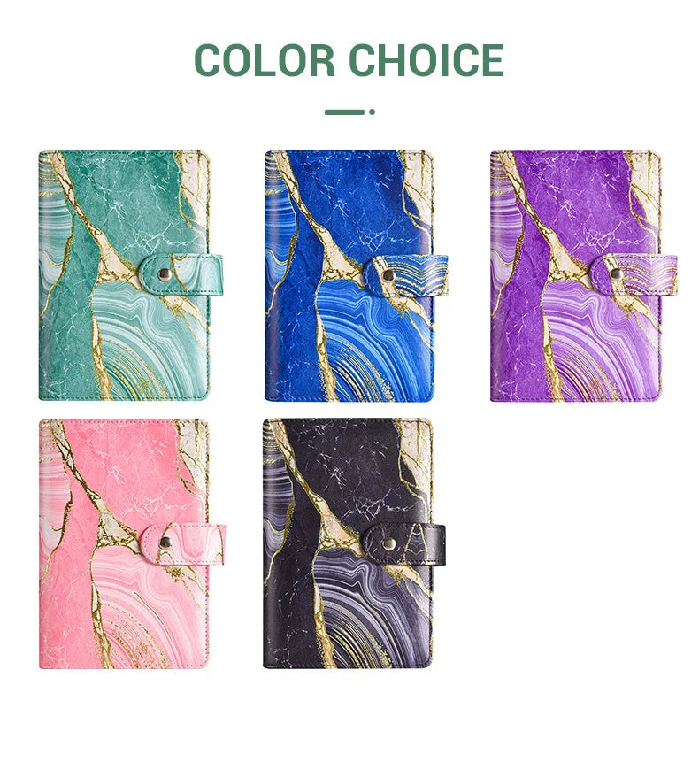 A6 Zipper Bag Color Print Binder PU Notebook Leather Creative Bookkeeping Book Cash budget Office Stationery