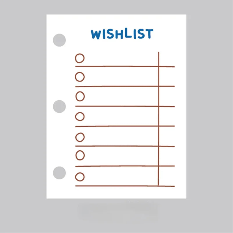 A8 3Holes Loose Leaf Notebook Refill Spiral Binder Inner Page Weekly Monthly To Do Inside Paper Stationery