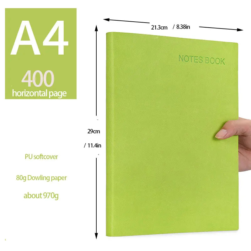 A4 Super Thick 400 Pages Business Notebook Creative Waterproof Leather Office student Diary Notepad Stationery