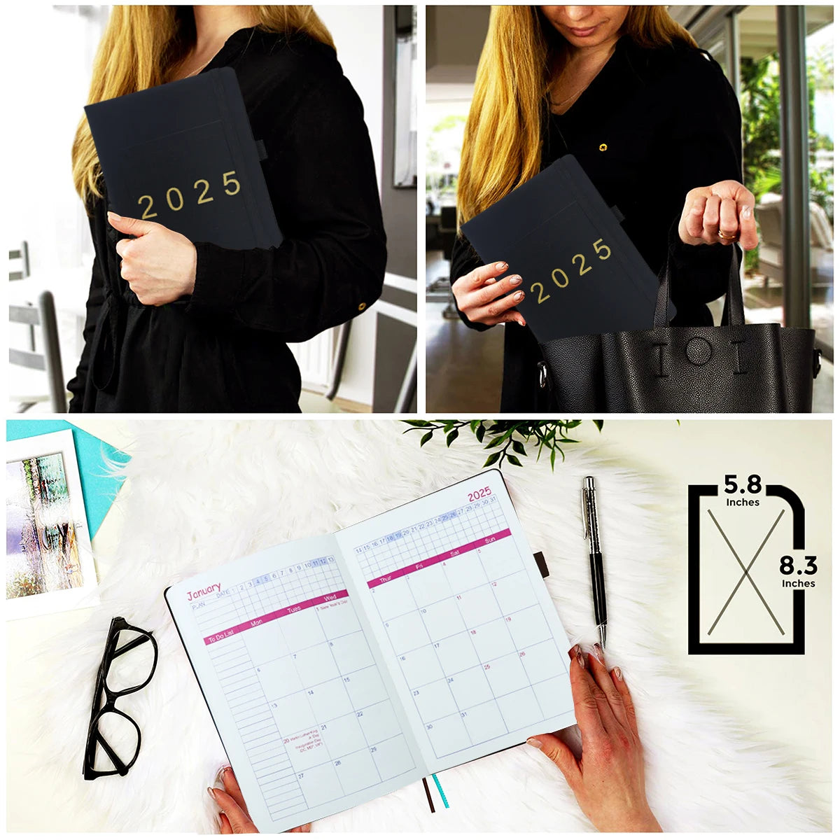 2025 Planner Notebook A5 Agenda English Monthly/Weekly/Daily Planer Dairy Journal for Students Office&School Supplies Stationery