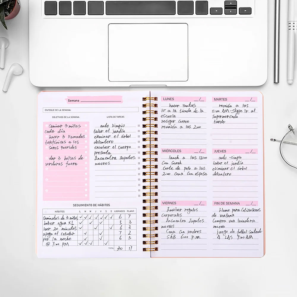 A5 Daily Weekly Planner Agenda Notebook Weekly Goals Habit Schedules Stationery Office School Supplies