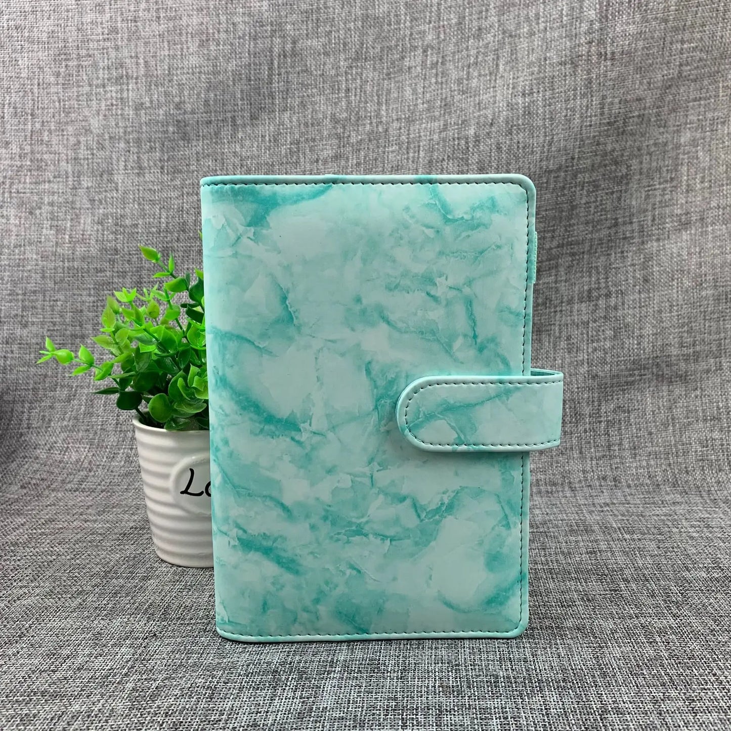 A5/A6 PU Leather Marbled Notebook Binder Budget Planner 6 Ring Binder Hand Ledger Cover School Stationery