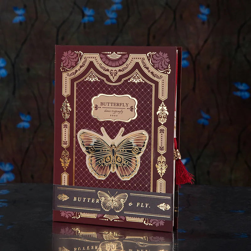 (Gothic Butterfly Series) Hardcover Notebook Classic Design Color Page Illustration Retro Diary Student Notepa