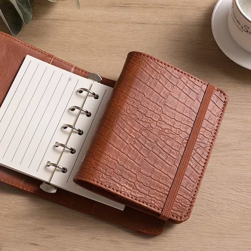 Mini A8 binder notebook loose-leaf soft leather M5 notepad portable pocket notebook ,with 40 blank inner pages
