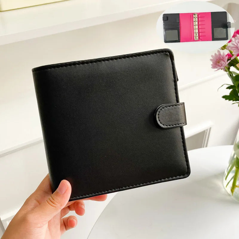 A7 Square Macaron Pink PU Leather DIY Binder Notebook Cover Diary Agenda Planner Paper Cover School Stationery