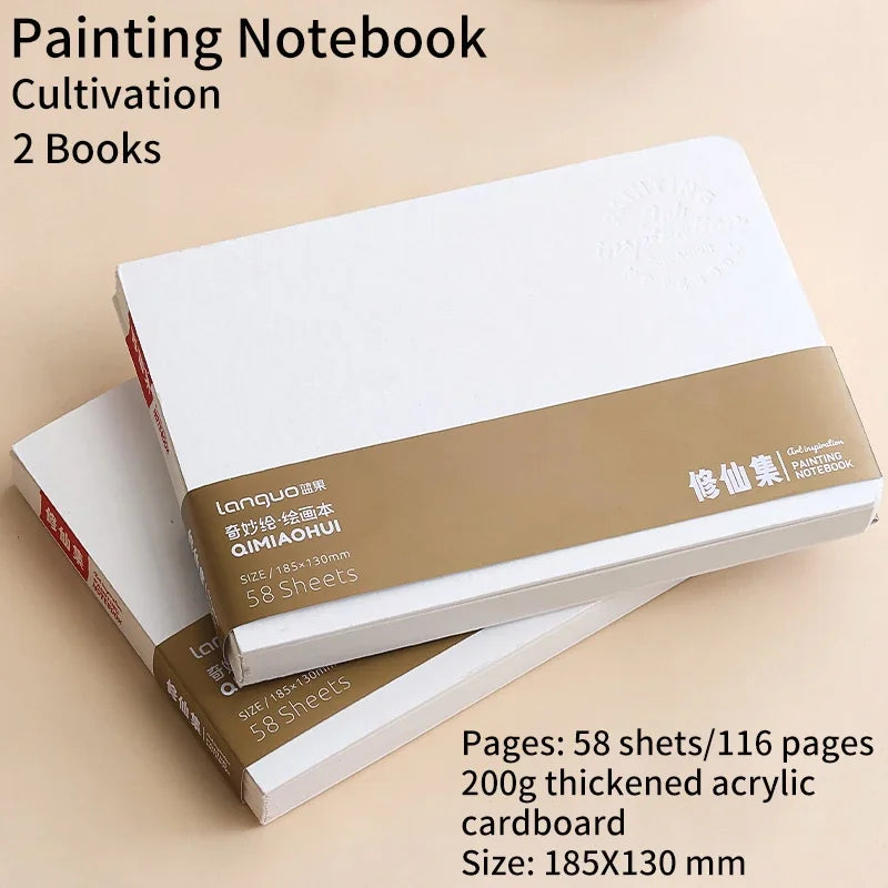 58sheets Drawing Notebook Sketchbook Handbook 200gsm Paper for Watercolor Acrylic Marker Pen Oil Paint Gouache Diary Notebook