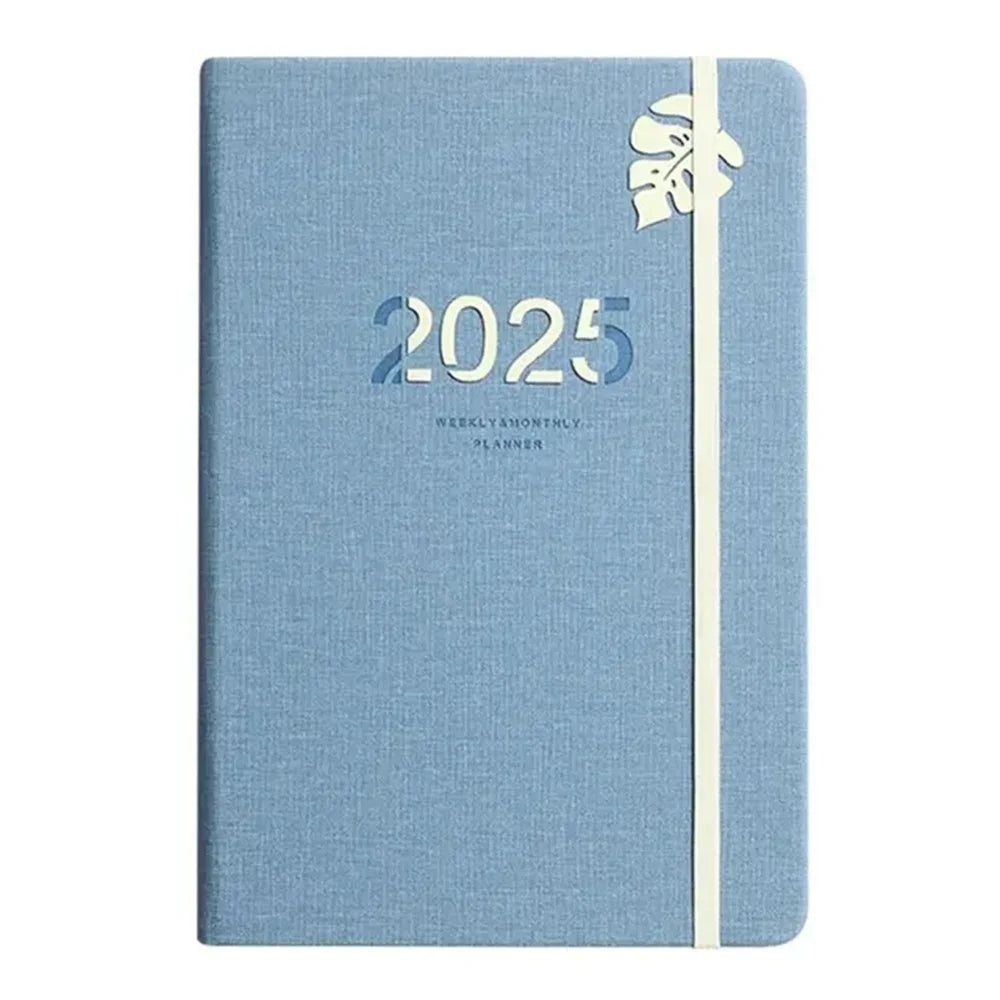 2025 A5 Solid Pu Portable Agenda Book English Calendar Book Notepads Creative Daily Planner Reminder Desktop Date Calendar