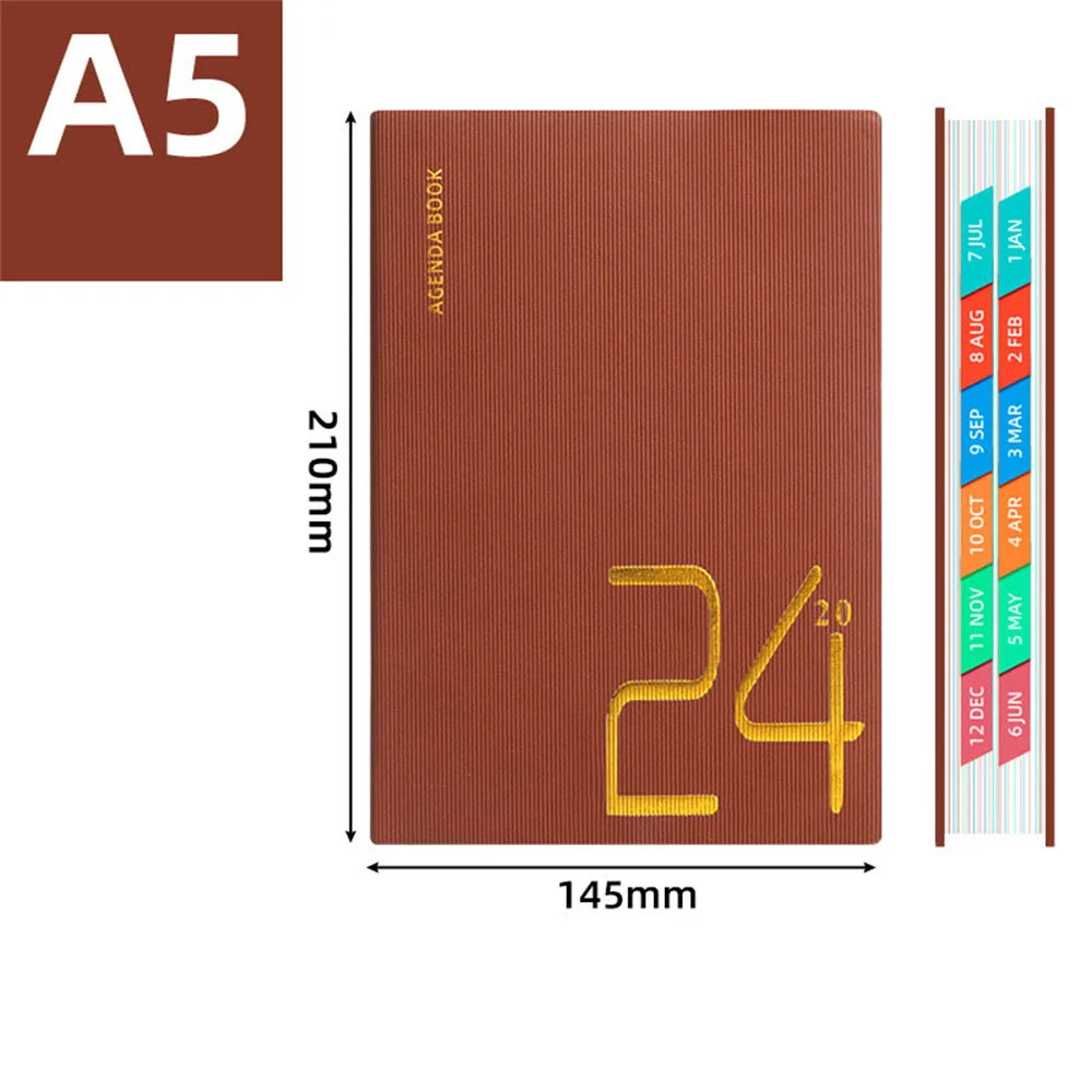 A5 Notebook Daily Weekly Monthly Planner 2024 Schedule Agenda Book 365 Days Notepad Writing Pads Office School Supplies