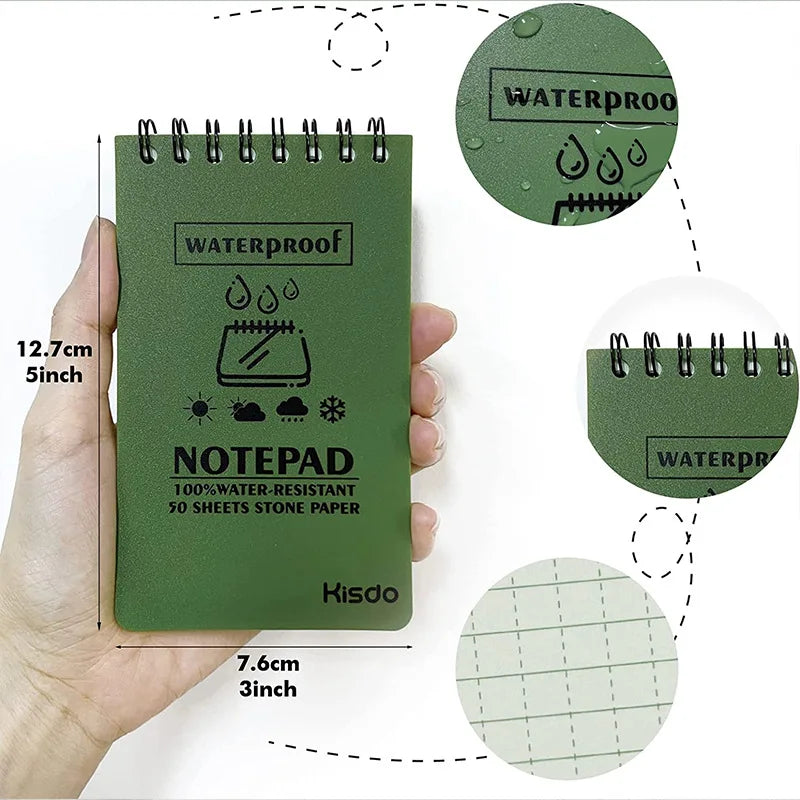 Camouflage Printing Tactical Note Book All Weather Notebook Stone Paper Material Spiral Memo Pad Writing Paper in Rain