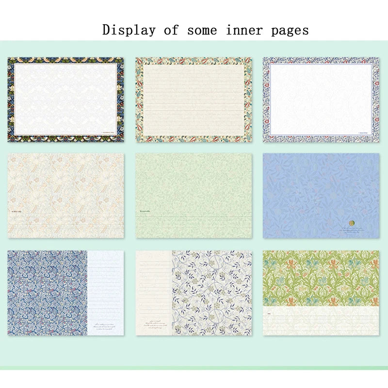British William Morris painting color illustration page retro hardcover notebook plant flower art cover student notepad diary