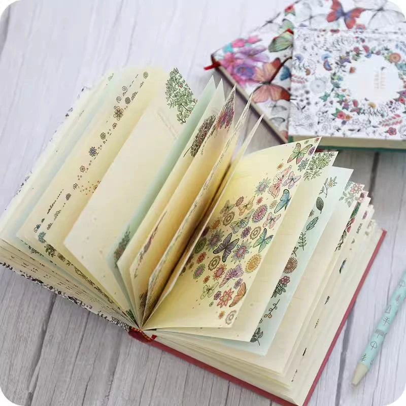 Beautiful Butterfly Hardcover Thick Notebook 148 Sheets Coloring Illustrated Coloring Illustrated Diary Student Notepad