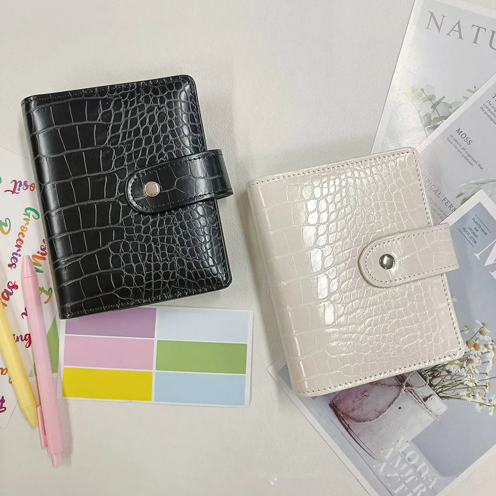A7 new Crocodile Color 6 Ring Binder PU Clip-on Notebook Leather Loose Leaf Notebook Cover Notebooks Journal Stationery