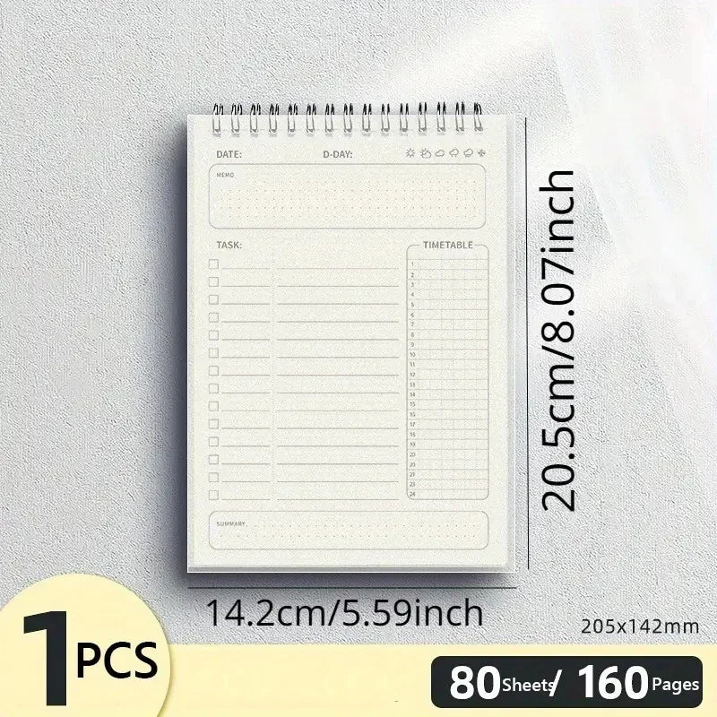 Agenda Schedules Daily Plan To Do List Diary Spiral A5 Notebook Notepad 160 Pages Thick Notebooks Planner Writing Pads Office