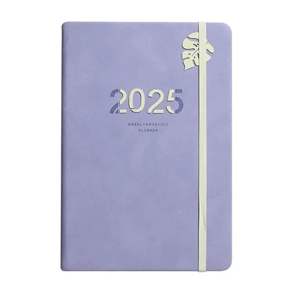 2025 A5 Solid Pu Portable Agenda Book English Calendar Book Notepads Creative Daily Planner Reminder Desktop Date Calendar