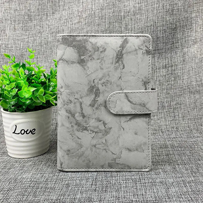 A5/A6 PU Leather Marbled Notebook Binder Budget Planner 6 Ring Binder Hand Ledger Cover School Stationery