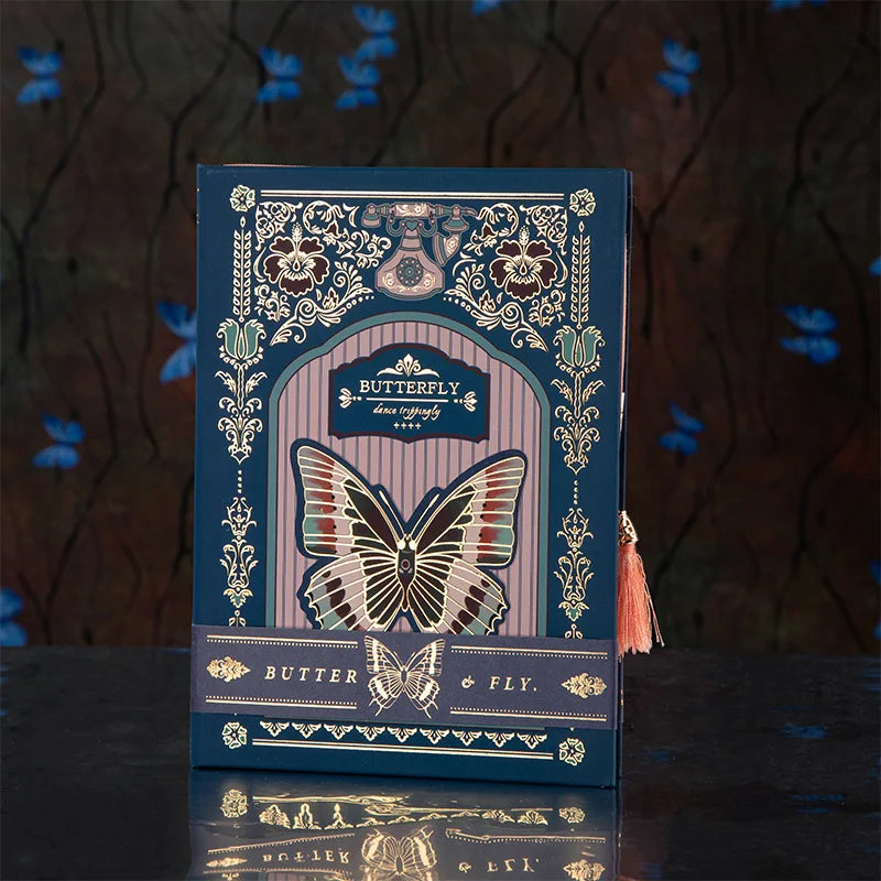 (Gothic Butterfly Series) Hardcover Notebook Classic Design Color Page Illustration Retro Diary Student Notepa