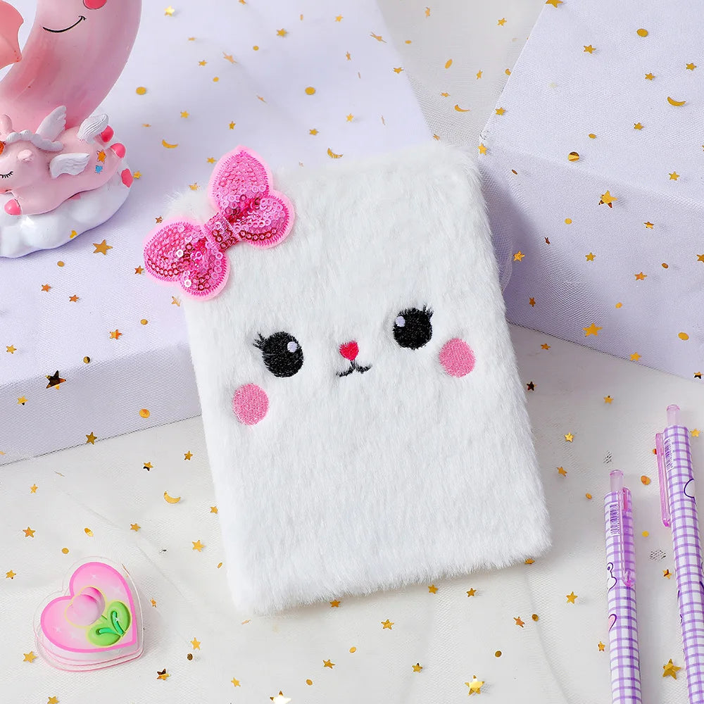 Children's Plush Unicorn Cartoon Notebook Lockable Diary Book Hand Ledger Notepad Students Gift Stationery Supplies