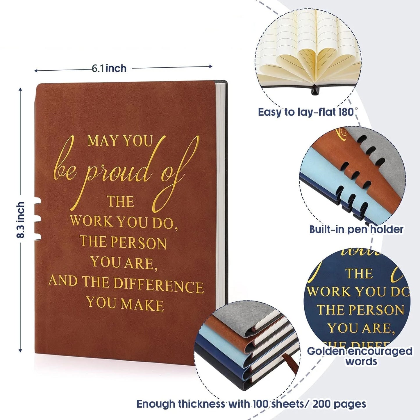 A5 Leather Notebook Journal May You Proud of The Work You Do Appreciation Notepad Thank You Gift for Team Employee Coworker