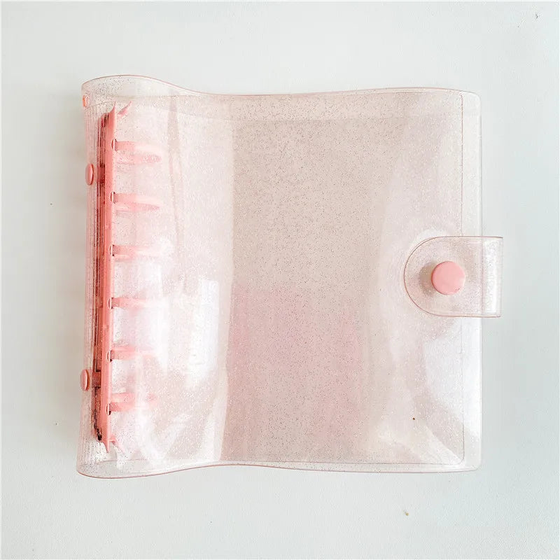A7 Square Macaron Pink PU Leather DIY Binder Notebook Cover Diary Agenda Planner Paper Cover School Stationery