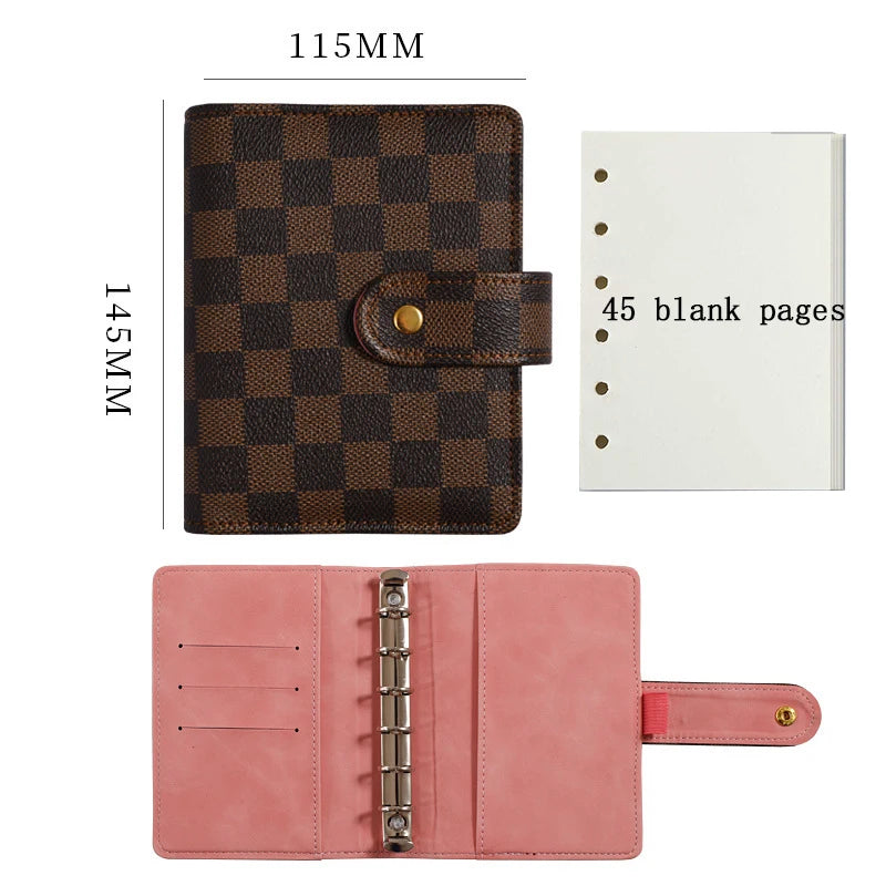 A7 Small Notebook Binder Faux Crocodile Leather Notepad Portable Budget Sheets ,with 45 Blank Inside Pages