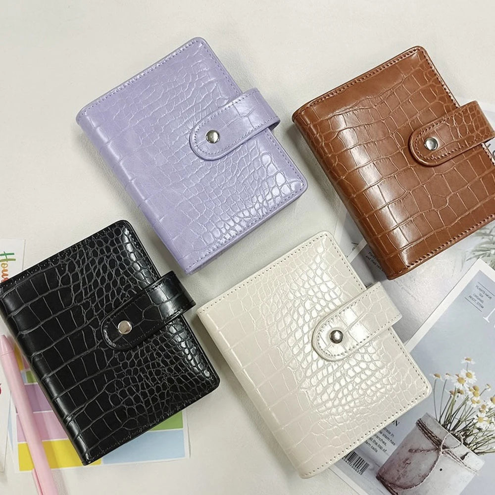 A7 Small Notebook Binder Faux Crocodile Leather Notepad Portable Budget Sheets ,with 45 Blank Inside Pages