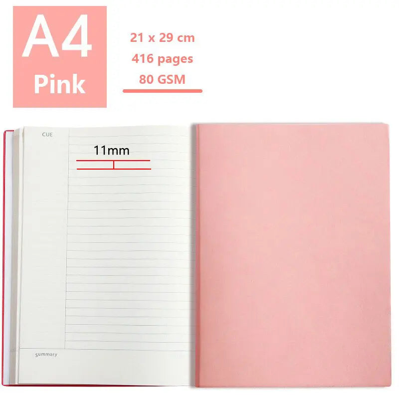 A4 Lined Cornell Notebook 416 Pages PU Leather Cover Thick Paper Journal Notebook Stationery for Students Office School Supplies
